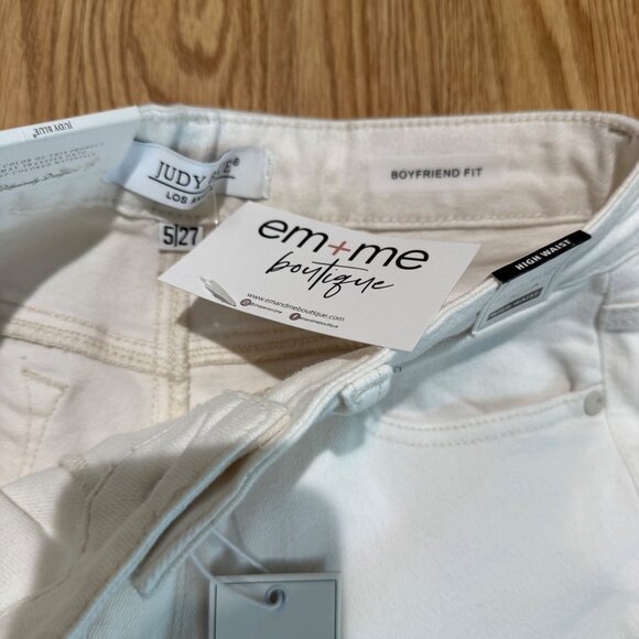 NWT size 5/27 Judy Blue Everly boyfriend white jeans New stretch JB88452 high wa - Picture 4 of 7